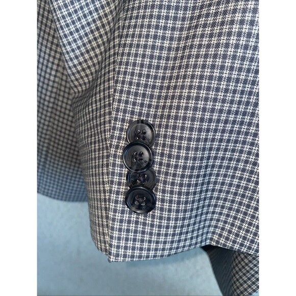 Tommy Hilfiger men sport Blazer jacket 100% worsted wool gingham gray 50R Plaid - Picture 8 of 16